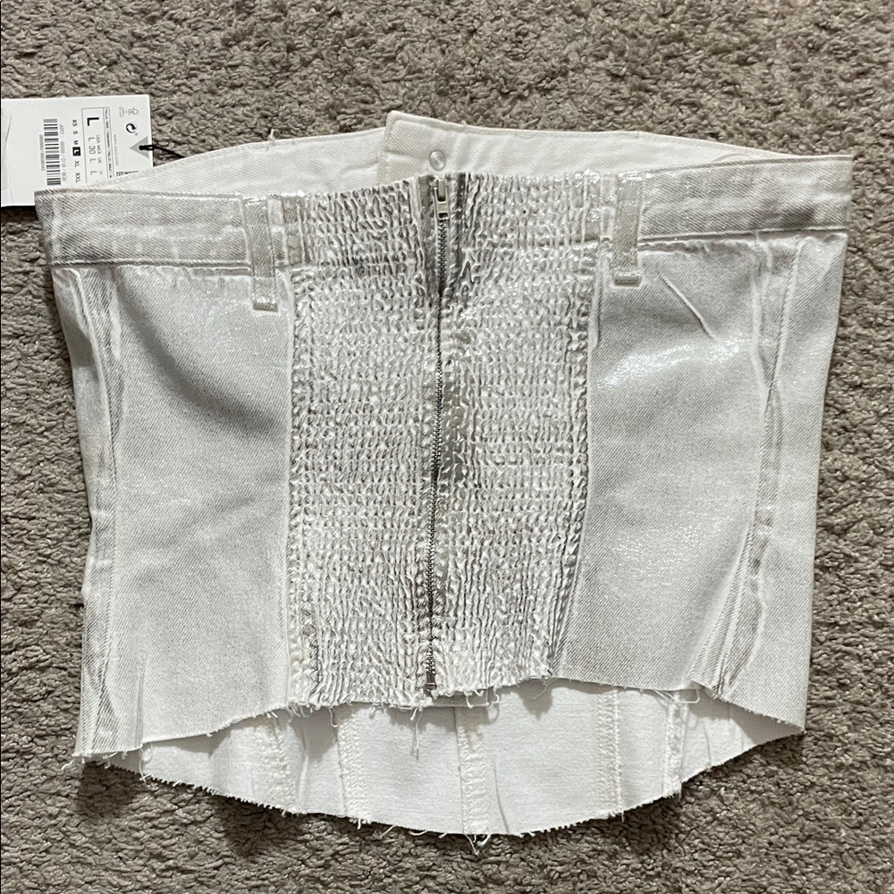 Zara Shiny Silver Denim Corset - Picture 2 of 2